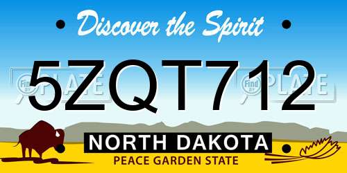 5ZQT712 North Dakota License Plate