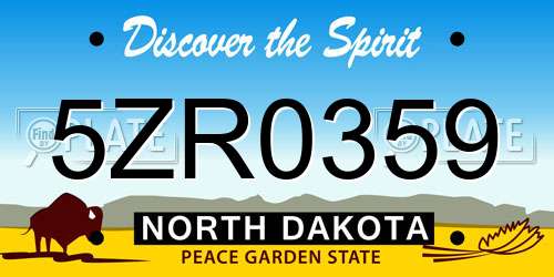 5ZR0359 North Dakota License Plate