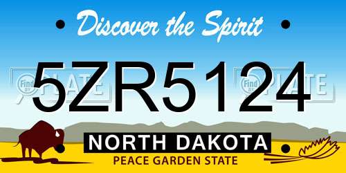 5ZR5124 North Dakota License Plate