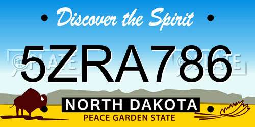 5ZRA786 North Dakota License Plate