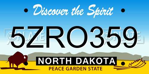 5ZRO359 North Dakota License Plate