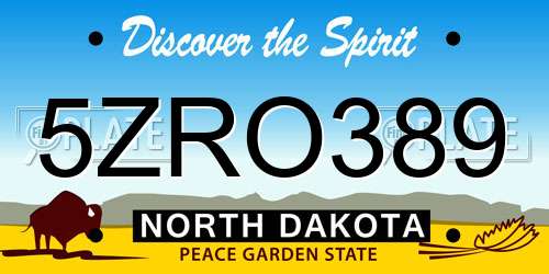 5ZRO389 North Dakota License Plate