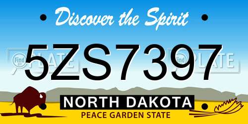 5ZS7397 North Dakota License Plate
