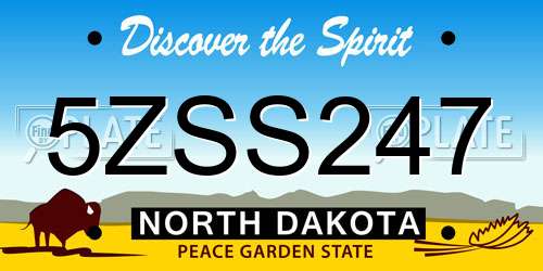 5ZSS247 North Dakota License Plate