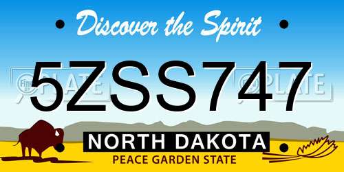 5ZSS747 North Dakota License Plate