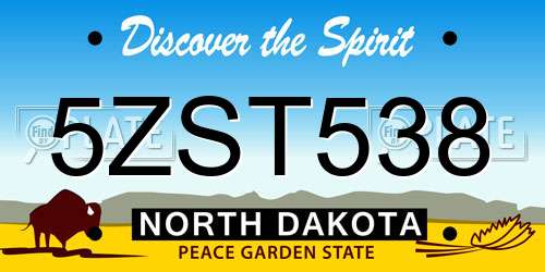 5ZST538 North Dakota License Plate