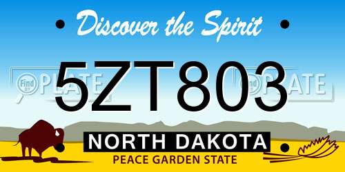 5ZT803 North Dakota License Plate