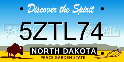 5ZTL74 North Dakota License Plate