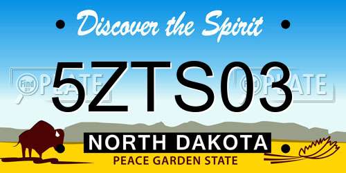 5ZTS03 North Dakota License Plate
