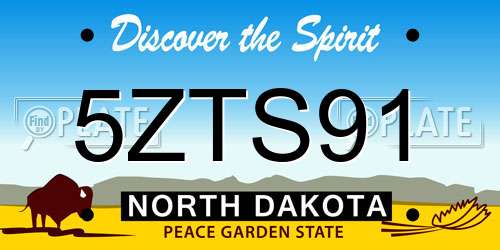 5ZTS91 North Dakota License Plate
