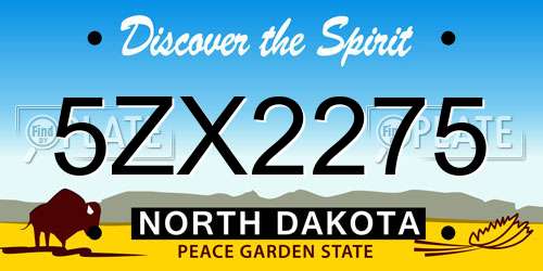 5ZX2275 North Dakota License Plate
