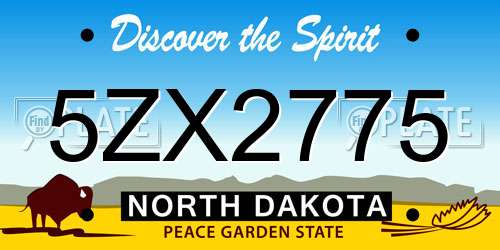 5ZX2775 North Dakota License Plate