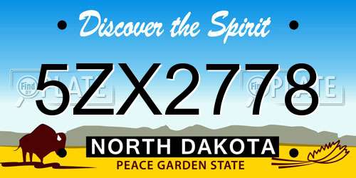 5ZX2778 North Dakota License Plate