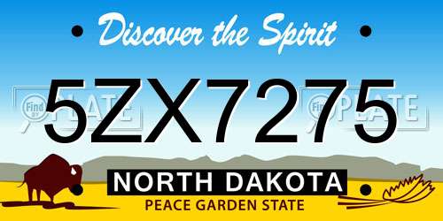 5ZX7275 North Dakota License Plate