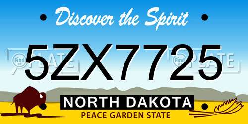 5ZX7725 North Dakota License Plate