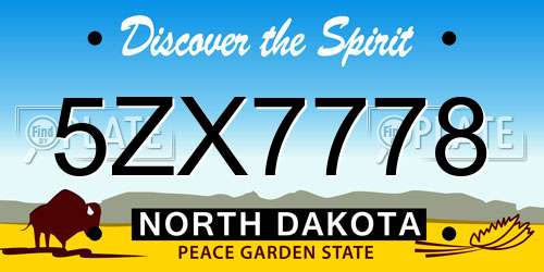 5ZX7778 North Dakota License Plate