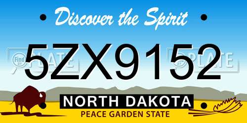 5ZX9152 North Dakota License Plate