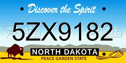5ZX9182 North Dakota License Plate