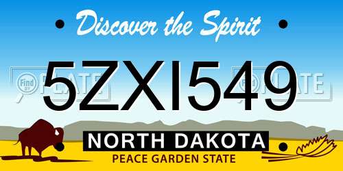 5ZXI549 North Dakota License Plate