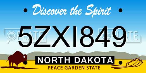 5ZXI849 North Dakota License Plate