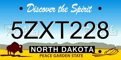 5ZXT228 North Dakota License Plate