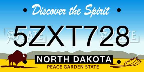 5ZXT728 North Dakota License Plate