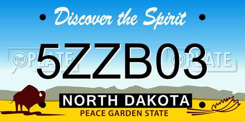 5ZZB03 North Dakota License Plate