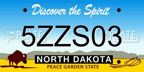 5ZZS03 North Dakota License Plate