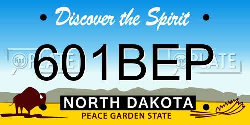 601BEP North Dakota License Plate