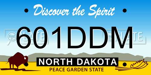601DDM North Dakota License Plate