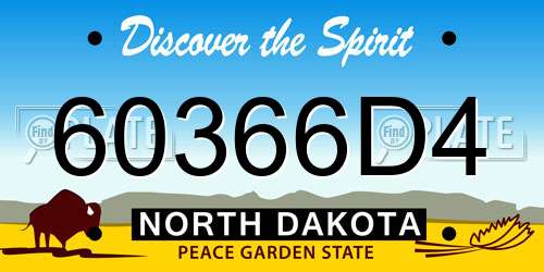 60366D4 North Dakota License Plate