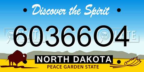 60366O4 North Dakota License Plate