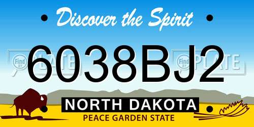 6038BJ2 North Dakota License Plate