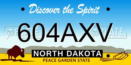 604AXV North Dakota License Plate