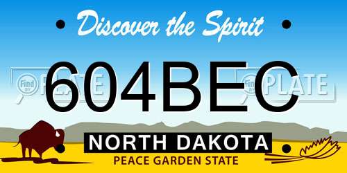 604BEC North Dakota License Plate