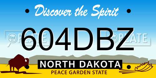 604DBZ North Dakota License Plate