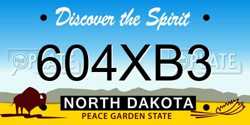 604XB3 North Dakota License Plate