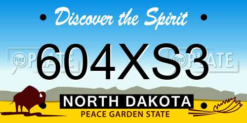 604XS3 North Dakota License Plate