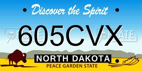 605CVX North Dakota License Plate