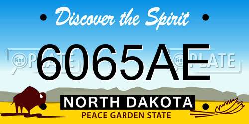 6065AE North Dakota License Plate