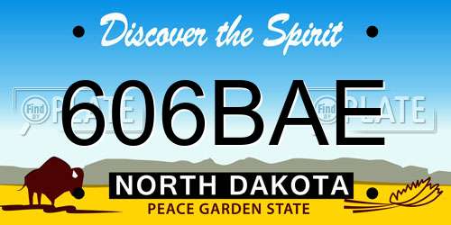 606BAE North Dakota License Plate
