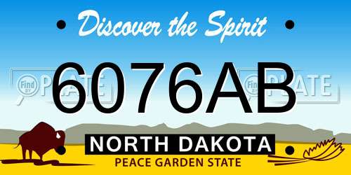 6076AB North Dakota License Plate