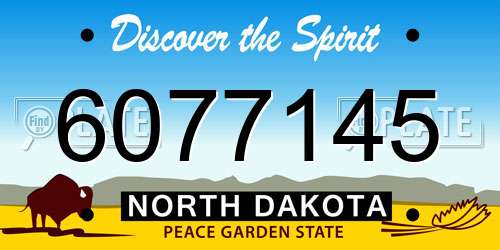 6077145 North Dakota License Plate