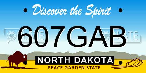 607GAB North Dakota License Plate