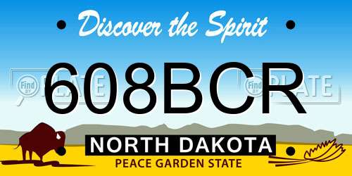 608BCR North Dakota License Plate