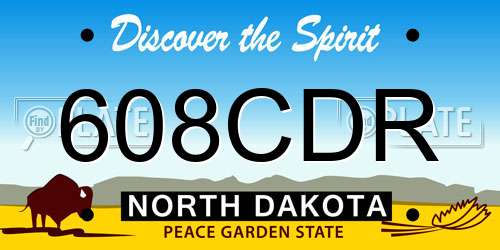 608CDR North Dakota License Plate