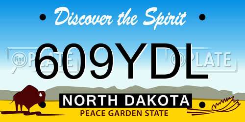 609YDL North Dakota License Plate