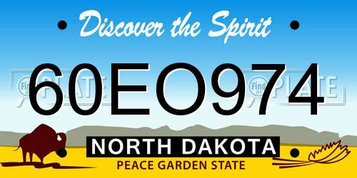 60EO974 North Dakota License Plate