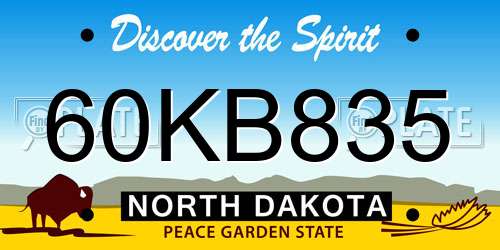 60KB835 North Dakota License Plate