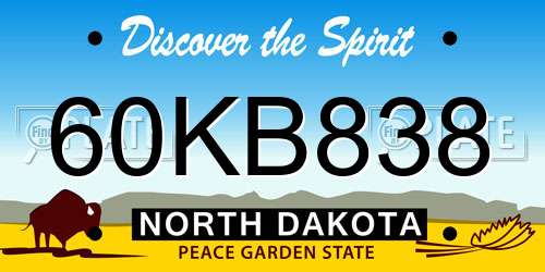 60KB838 North Dakota License Plate